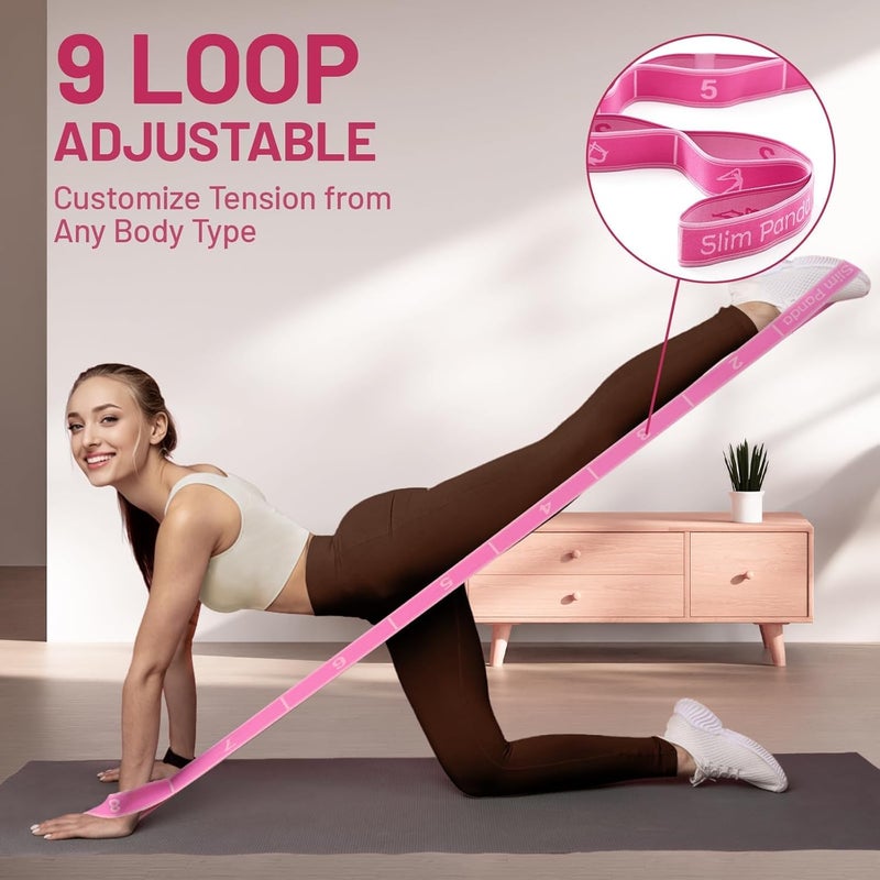 Slim Panda Stretch Strap, Dance Stretch Bands Flexibility, Elastic Yoga Stretching Strap with 9 Loops for Physical Therapy, Pilates, Yoga, Ballet, Gymnastics Stretching Bands for Exercise - Image 4
